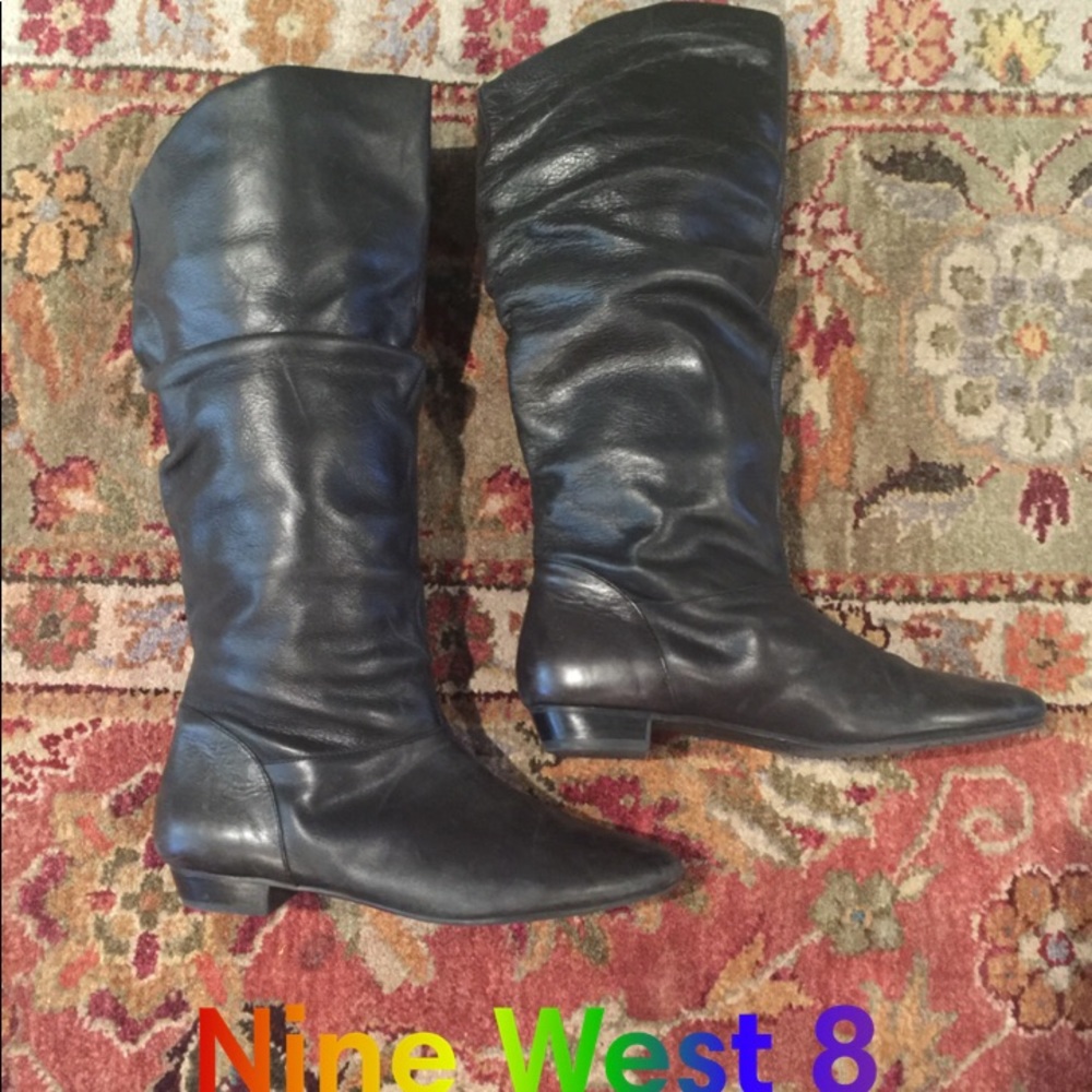 Nine West black leather boots
